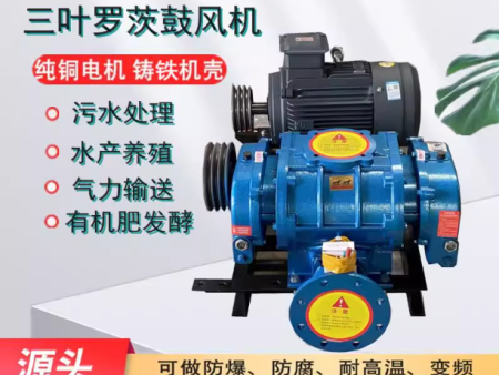 三叶罗茨风机鱼塘增氧机气力输送污水处理水产养殖曝气高压鼓风机