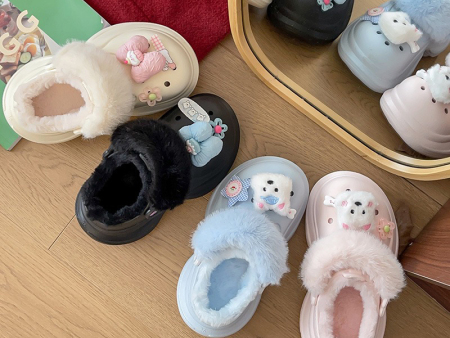 6662  毛毛小狗饰扣小蛮腰女款棉鞋34-40