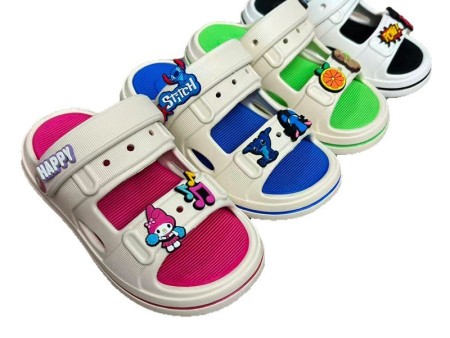 6664  双色卡通饰扣儿童凉鞋30-35