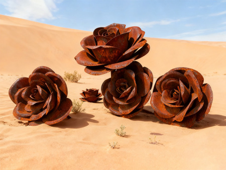 耐候钢雕塑_旷野玫瑰雕塑