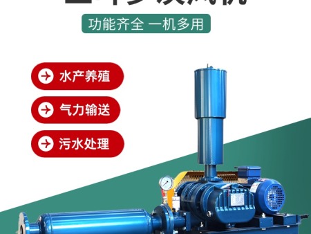 三叶罗茨鼓风机曝气增氧机水产养殖污水处理专用抗震静音罗茨风机