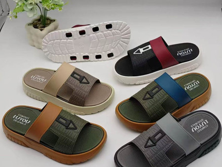 6726  拼色交叉带男款一字拖40-45