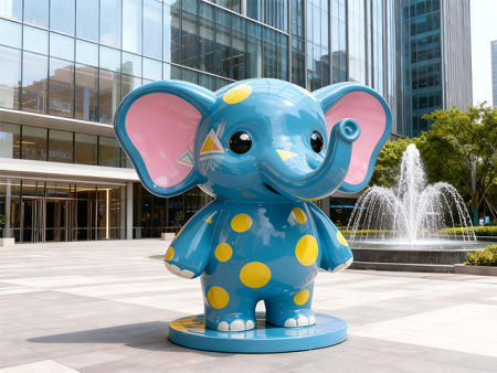 玻璃钢雕塑-卡通大象雕塑