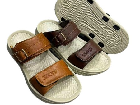 6741 男士皮质魔术贴一字拖40-45