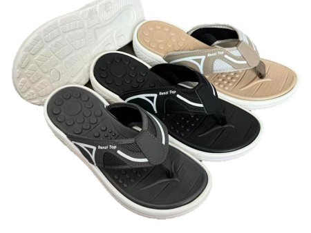 6752 不规则线条透气网男士人字拖40-45