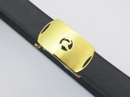 沧龙品牌带尾夹不锈钢自动扣男士真皮皮带