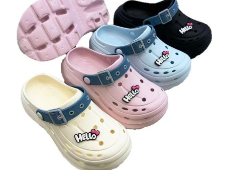 6877 女款搭扣带增高洞洞鞋35-40