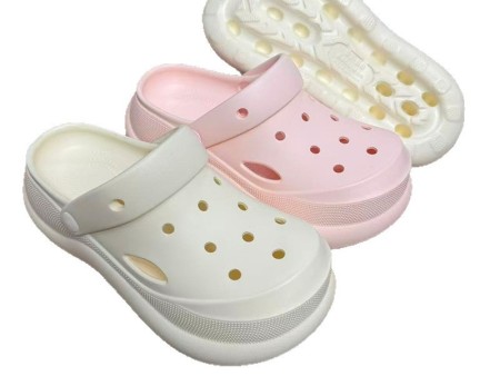 6963  女款光板厚底洞洞鞋35-40 