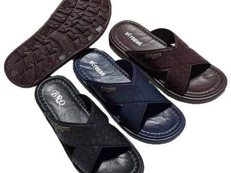 6970  交叉男士皮纹一字拖40-45