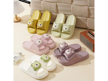 6706 小熊饰扣一字拖男女36-41 40-45
