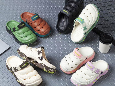  7084 迷彩底防滑洞洞鞋男女36-45