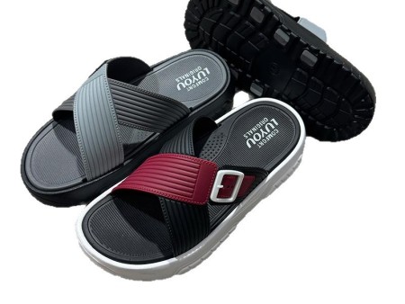 7112 双色交叉带男式拖鞋40-45单码