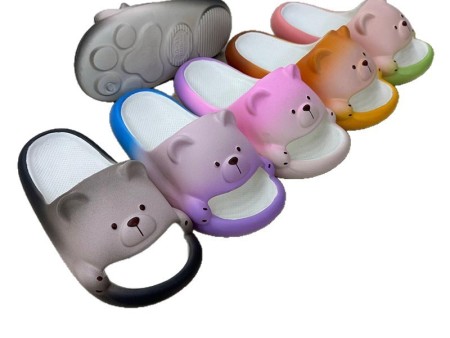  7133 渐变喷漆卡通熊拖鞋30-35