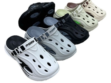 7268 双色流水侧边贴字气垫男士洞洞鞋38-45