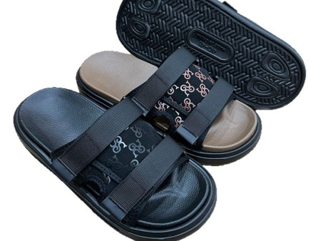 7287 老花织带魔术扣一字拖男38-45