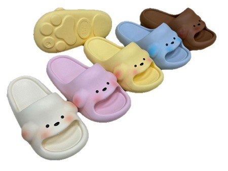 7331 纯色 情侣卡通一字拖36-45