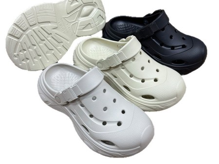 7415 纯色圆头厚底情侣包头鞋35-45