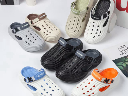 7429 情侣侧镂空滴塑带双色洞洞鞋36-41 40-45