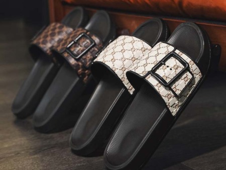 7510 老花一字扣大码拖鞋39-47