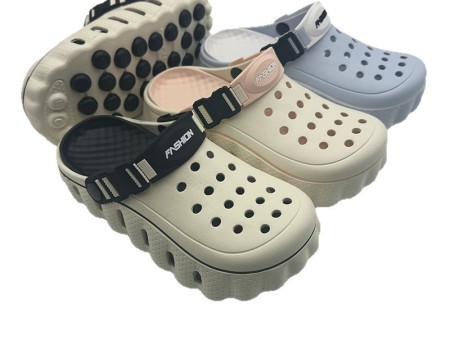 7541 女生双色厚底颗粒底洞洞鞋36-41