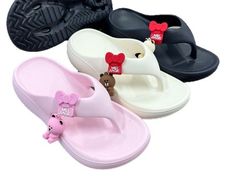 7065  小熊卡通扣女款人字拖35-40
