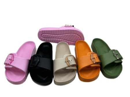 7566 一字方扣厚底女款拖鞋36-41