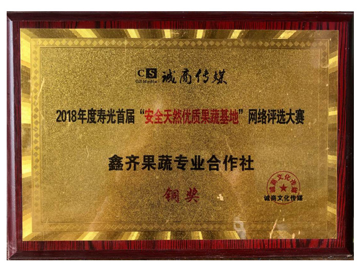 果蔬基地网络评选大赛铜奖