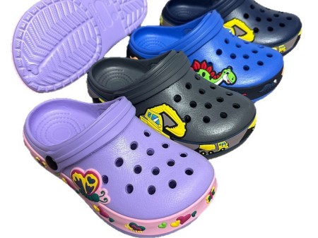 7574 儿童卡通围条洞洞鞋24-35