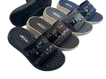 7593 Pu织带扣厚底一字拖男40-45单码