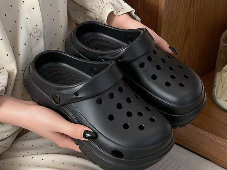 7644 女款纯色厚底运运动洞洞鞋36-41单码