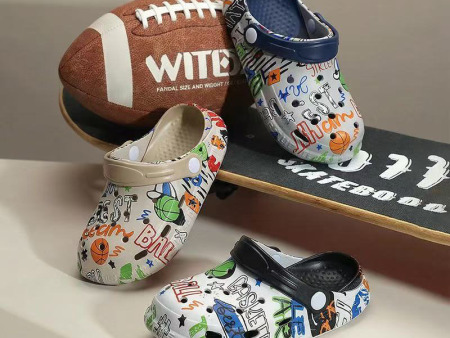 7640 涂鸦水转印儿童洞洞鞋26-38单码