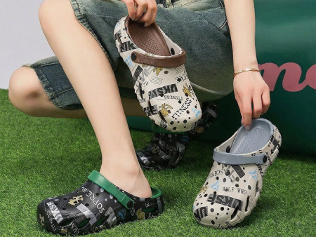 7649 印花男女洞洞鞋双色36-45单码