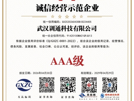 诚信经营示范企业证书