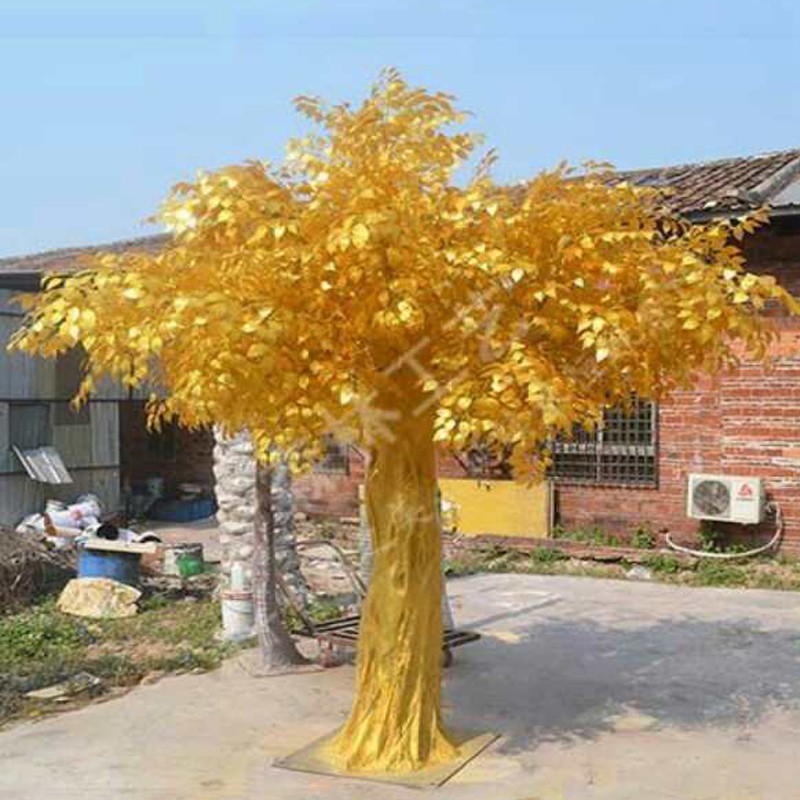 郑州专业定做黄金树许愿树招财树金榕树玻璃钢黄金树