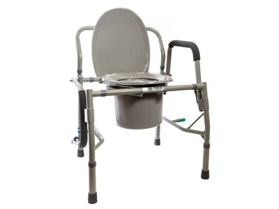 Drop arm commode