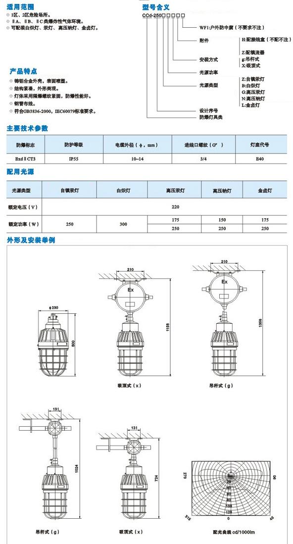 CCd-250系列隔爆型防爆灯（IIC）|防爆灯类-乐清亿安防爆电器有限公司