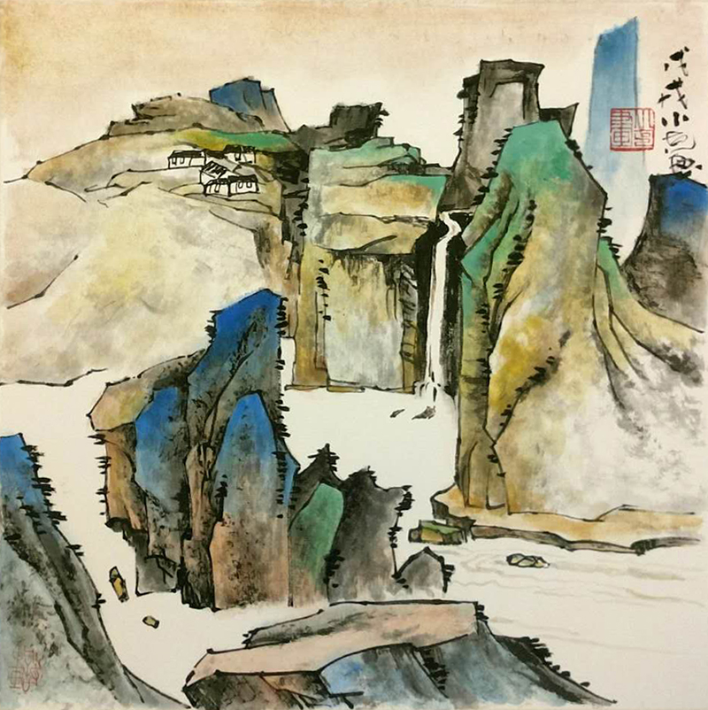 青绿山水 50X50CM 卡片纸 1500元.jpg