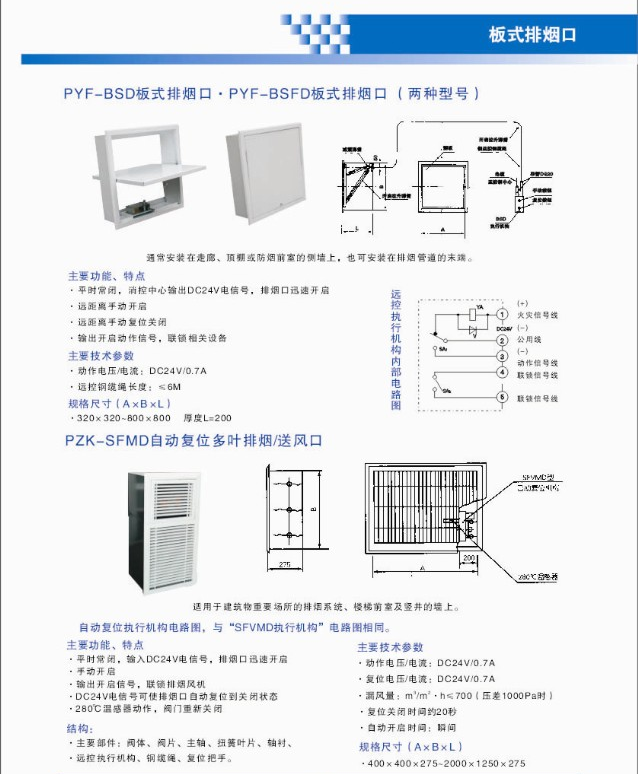 板式排烟口 远控板式排烟口