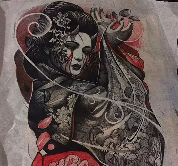 纹身手稿分享——艺伎(二)