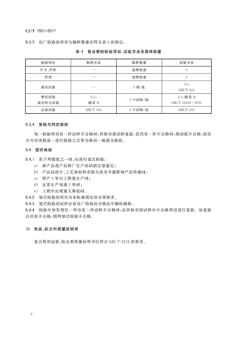 CJ/T192-2017内衬不锈钢复合钢管