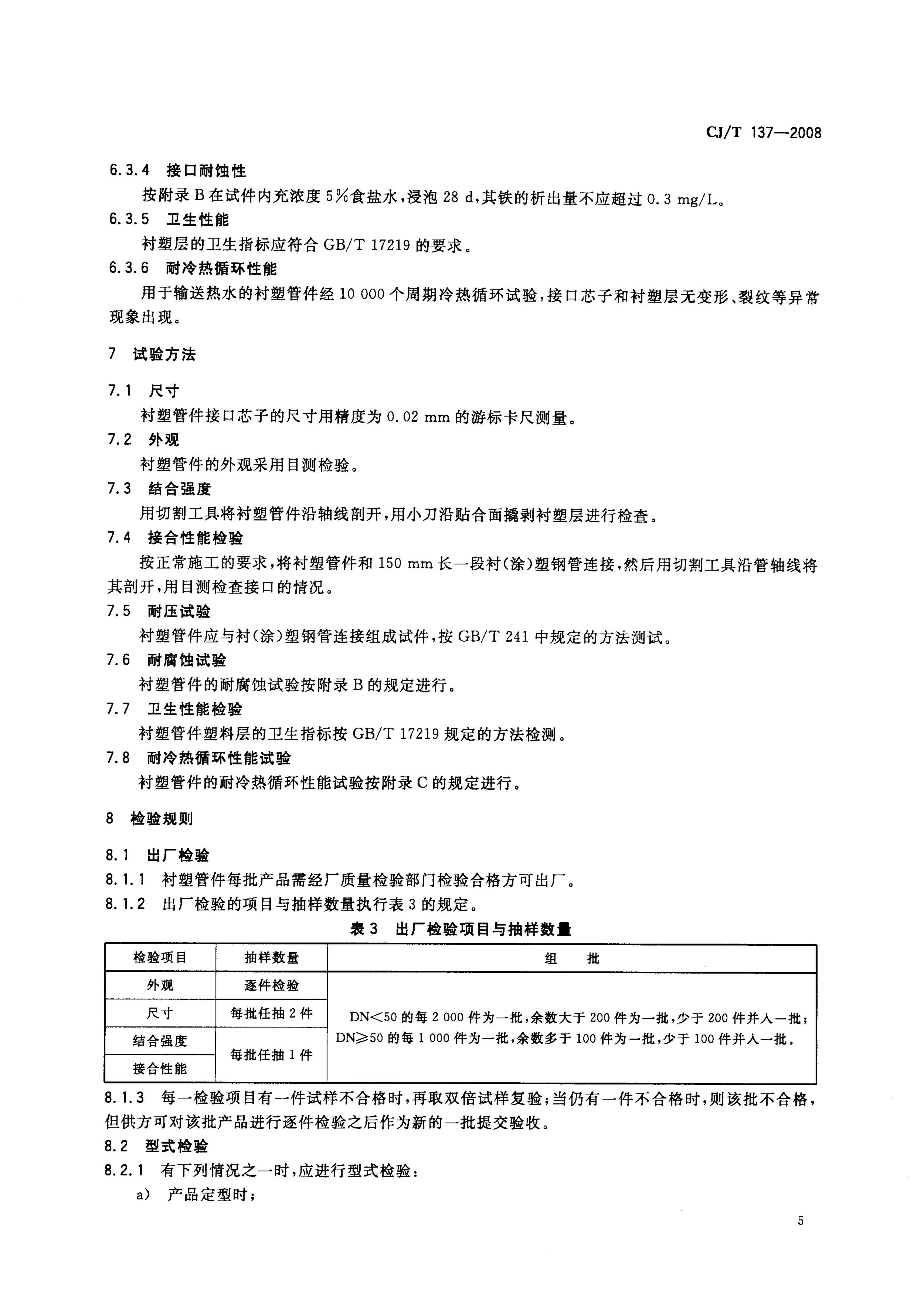 CJT 137-2008 给水衬塑可锻铸铁管件