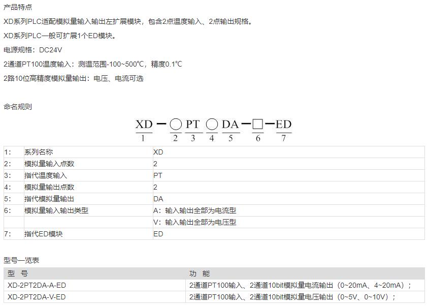 XD系列PT/DA左擴展ED模塊