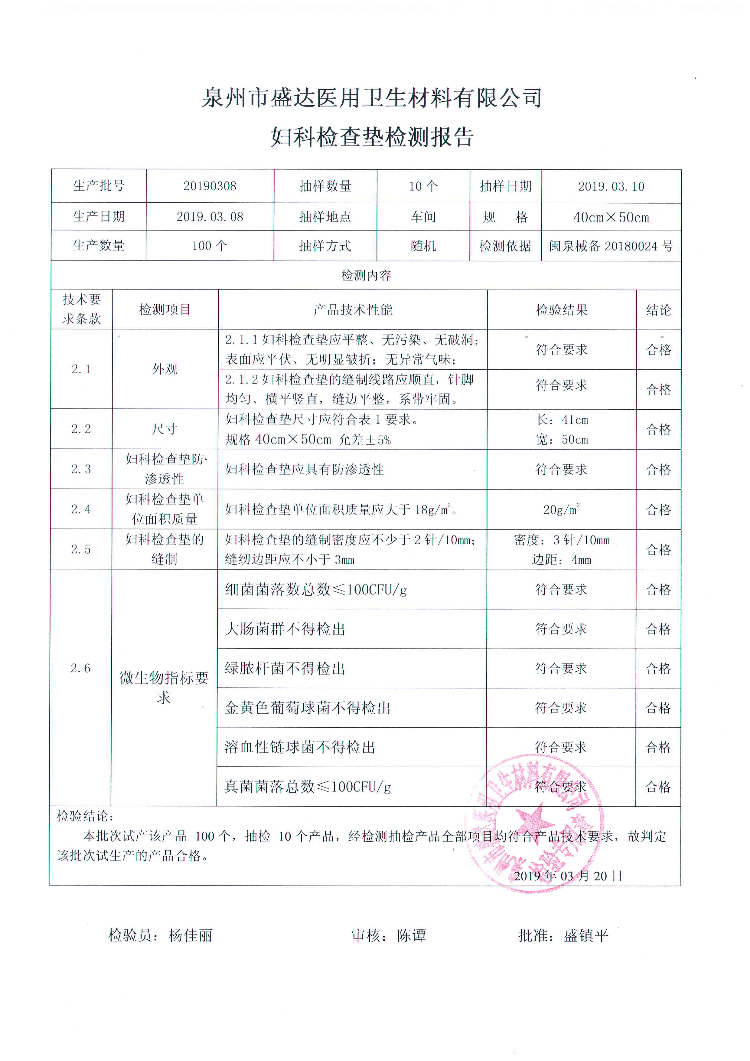 妇科检查垫