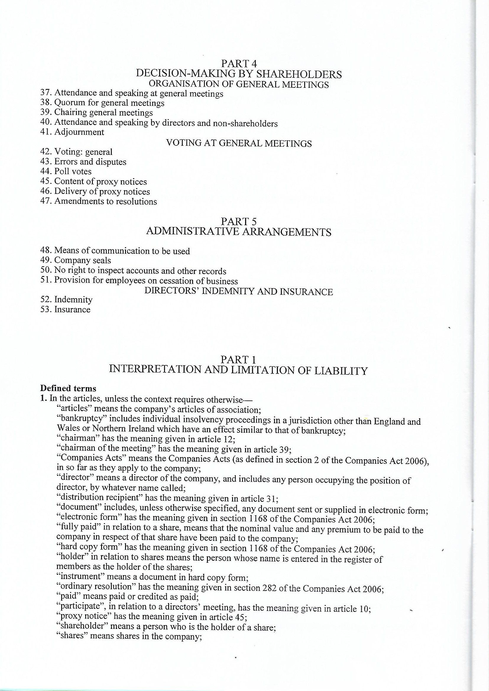 Articles of association