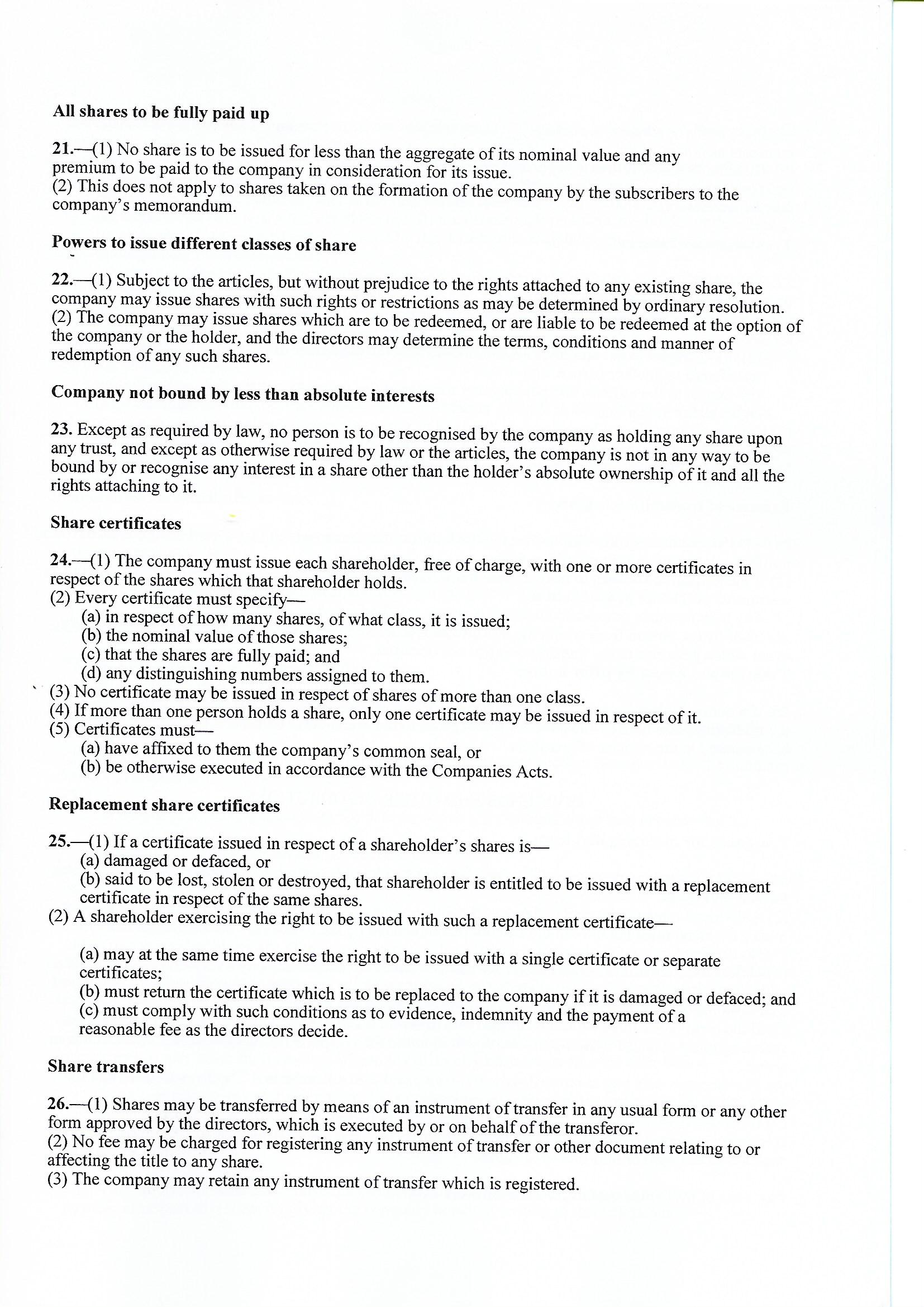 Articles of association