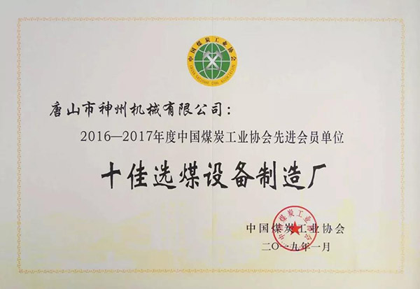 热烈祝贺www.204.net集团第六次荣获“十佳选煤设备制造厂”称号