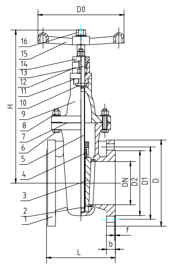 DIN Marine Cast Iron/Ductile Iron Gate Valve PN16