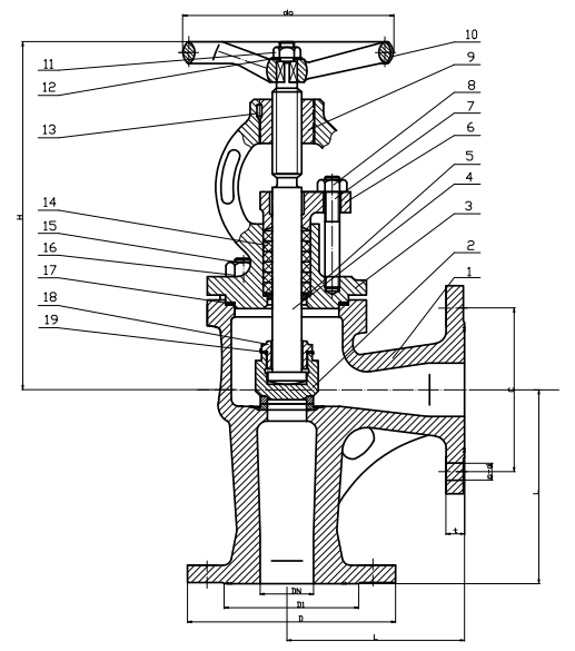 DIN Marine Cast Iron/Ductile Iron Angle Valve PN10
