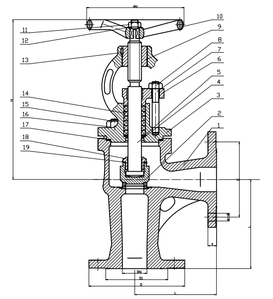 DIN Marine Cast Iron/Ductile Iron Angle Valve PN16