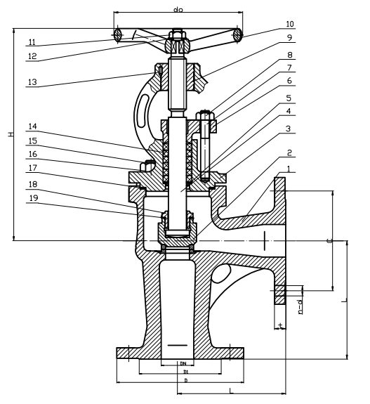 DIN Marine Cast Steel Angle Valve PN6/PN10/PN25/PN40